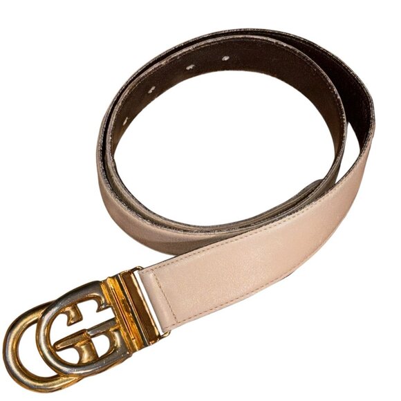 Gucci Leather Belt Double G Buckle Women’s size 80 US 26/4 Italy Vintage - Picture 1 of 13